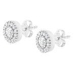 14k White Gold 1 cttw Diamond Halo Stud Earrings (I-J Clarity, I1-I2 Color)
