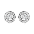 14K White Gold 3/4 Cttw Lab-Grown Diamond Floating Halo Stud Earring (F-G Color, VS1-VS2 Clarity)