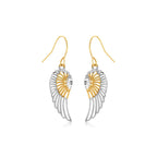 Two-Tone Wing Drop Earrings in 10K Gold