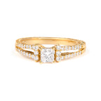 14K Yellow Gold 5/8 Carat Total Weight Princess Diamond Split Shank and Milgrain Engagement Ring (G-H Color, VS2-SI1 Clarity) - Size 7