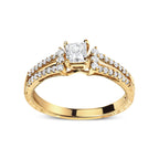 14K Yellow Gold 5/8 Carat Total Weight Princess Diamond Split Shank and Milgrain Engagement Ring (G-H Color, VS2-SI1 Clarity) - Size 7