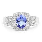 1.42 Carat Genuine Tanzanite & White Topaz .925 Sterling Silver Ring