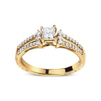 14K Yellow Gold 5/8 Carat Total Weight Princess Diamond Split Shank and Milgrain Engagement Ring (G-H Color, VS2-SI1 Clarity) - Size 7