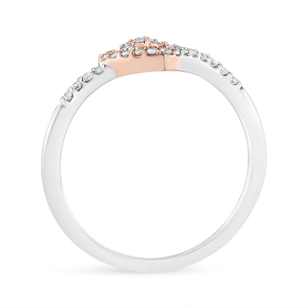 14K Rose Gold Plated and White .925 Sterling Silver 1/5 Carat Total Weight Round-Cut Diamond Open Heart Promise Ring (I-J Color, I2-I3 Clarity) - Ring Size 7