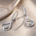 925 Sterling Silver Moissanite 0.5ct Earrings with Pavé Setting, Size 30*11mm for Women