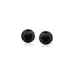14k White Gold Stud Earrings with Black Faceted Cubic Zirconia(6mm)