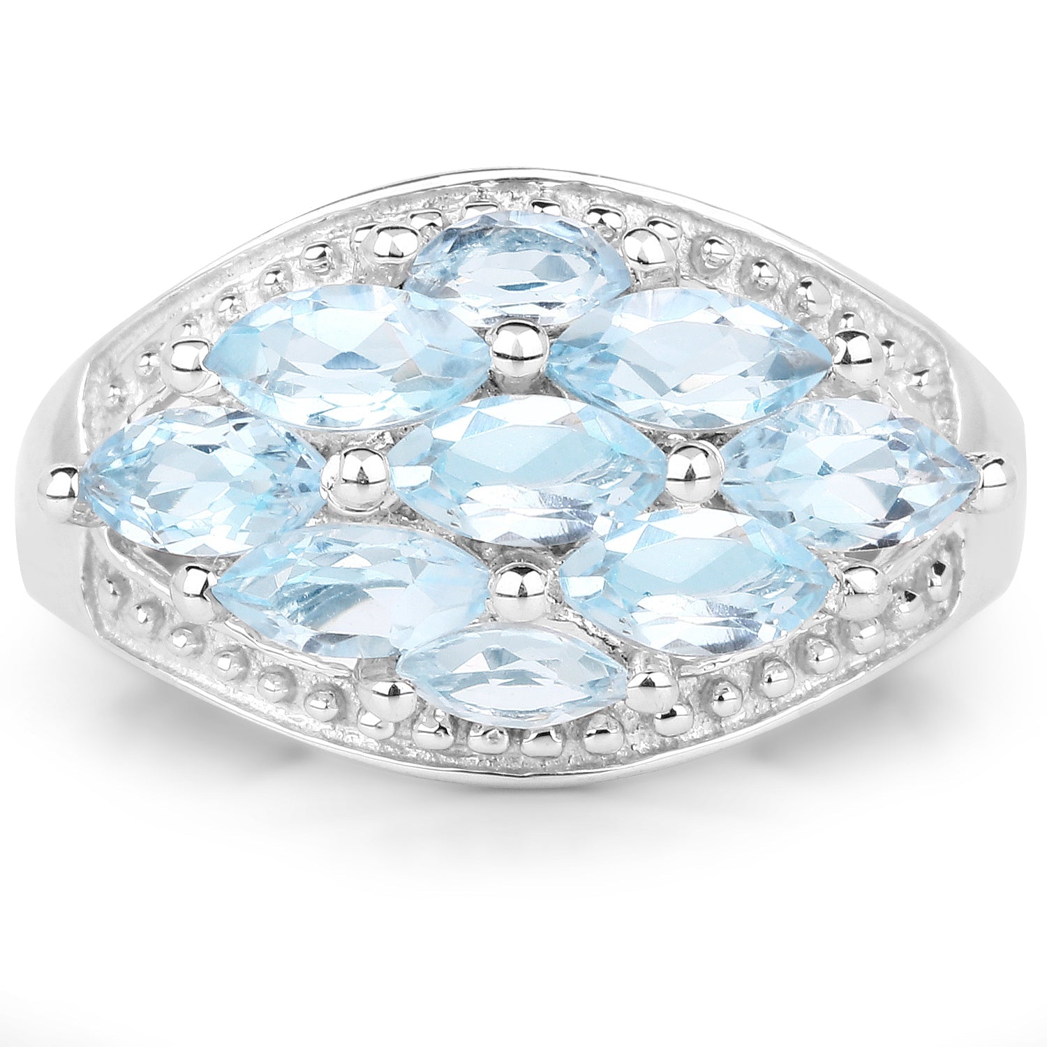 2.50 Carat Genuine Blue Topaz .925 Sterling Silver Ring