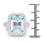 9.25 Carat Genuine Blue Topaz .925 Sterling Silver Ring