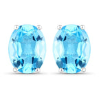 4.00 Carat Genuine Swiss Blue Topaz .925 Sterling Silver Earrings