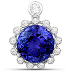 14.36 Carat Genuine Tanzanite and White Diamond 18K White Gold Pendant