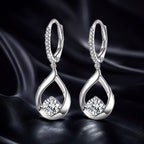 925 Sterling Silver Moissanite 0.5ct Earrings with Pavé Setting, Size 30*11mm for Women
