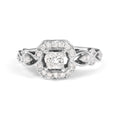 14K White Gold 3/4 Carat Total Weight Diamond Halo Style and Woven Shank Engagement Ring (G-H Color, VS2-SI1 Clarity) - Size 7