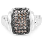 0.22 Carat Genuine Champagne Diamond .925 Sterling Silver Ring