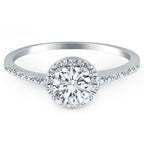 14k White Gold Diamond Halo Collar Engagement Ring