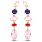 14K Rose Gold Plated 30.55 Carat Genuine Multi Stone .925 Sterling Silver Earrings