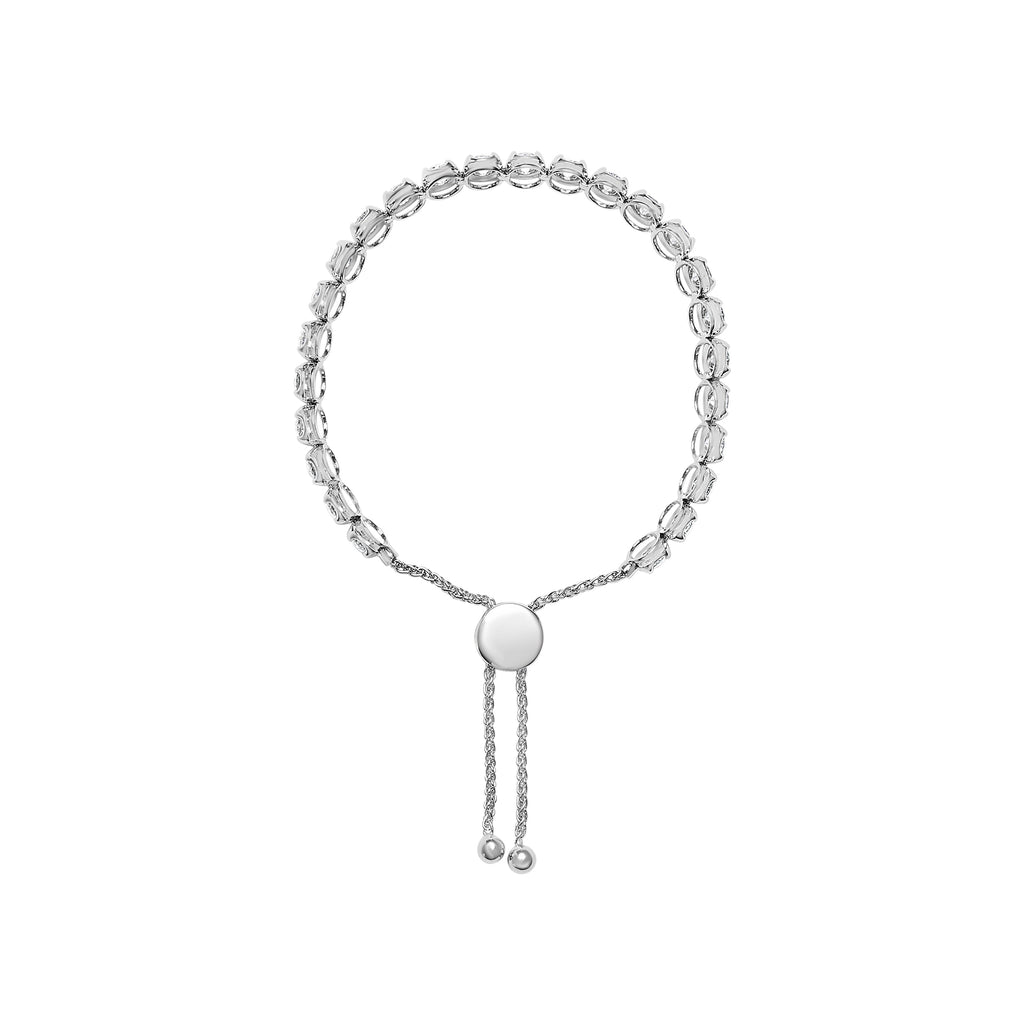 14K White Gold 6.00 Cttw Diamond 4"-10" Adjustable Bolo Tennis Bracelet (I-J Color, I1-I2 Clarity)
