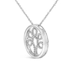 .925 Sterling Silver 1/10 Cttw Diamond Tree of Life Pendant Necklace (I-J Color, I3 Clarity)