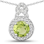 2.68 Carat Genuine Peridot and White Topaz .925 Sterling Silver Jewelry Set