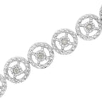 .925 Sterling Silver 1/2 Cttw Diamond Nested Circle Miracle Set Open Wheel 7" Fashion Link Bracelet (I-J Color, I3 Clarity)