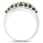 2.41 Carat Genuine Chrome Diopside and White Topaz .925 Sterling Silver Ring