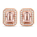 1.82 Carat Genuine Morganite and White Diamond 14K Rose Gold Earrings