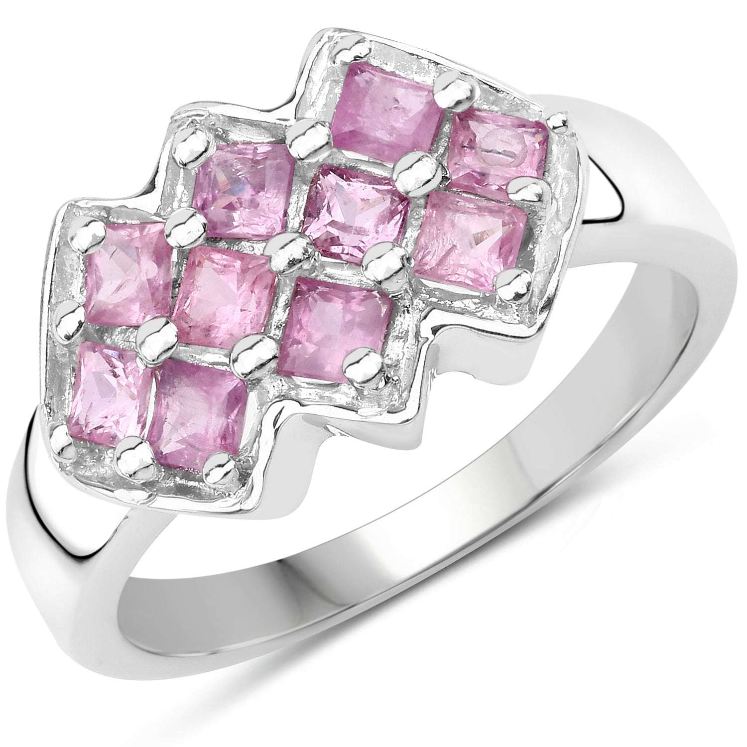 1.20 Carat Genuine Pink Sapphire .925 Sterling Silver Ring