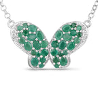 2.80 Carat Genuine Emerald and White Zircon .925 Sterling Silver Pendant