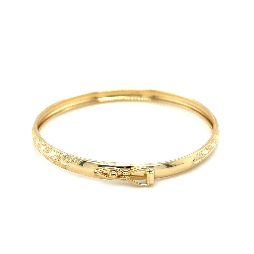 10k Yellow Gold Dome Children's Diamond Cut Florentine Bangle