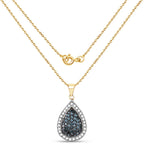 14K Yellow Gold Plated 0.81 Carat Genuine Blue Diamond and White Diamond .925 Sterling Silver Pendant
