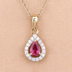 1.03 Carat Genuine Ruby and White Diamond 14K Yellow Gold Pendant