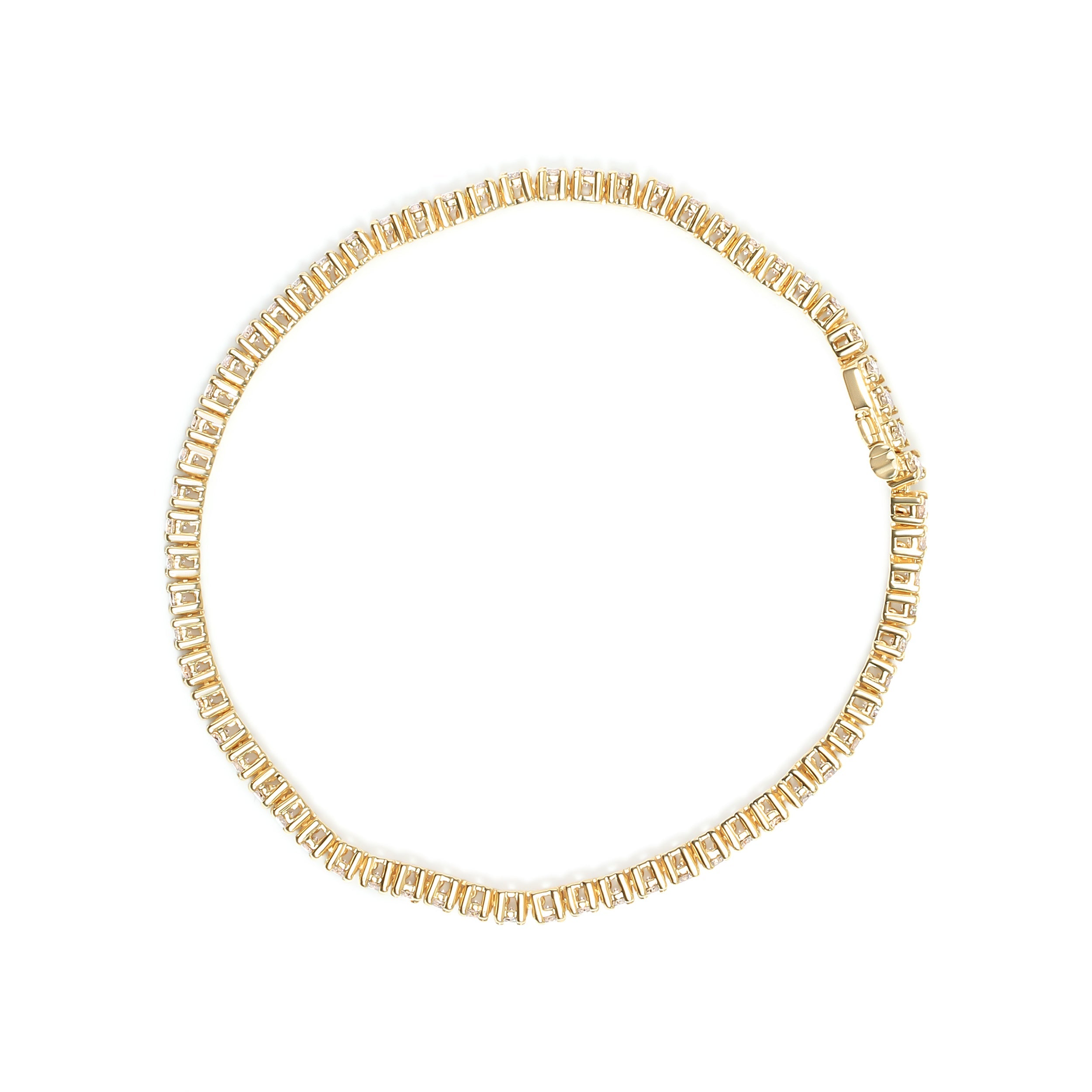 14K Yellow Gold 6.0 Cttw Classic 4-Prong Set Round Brilliant Cut Diamond Tennis Bracelet (K-L Color, VS2-SI1 Clarity) - 7.25"