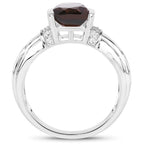 2.03 Carat Genuine Smoky Quartz & White Topaz .925 Sterling Silver Ring