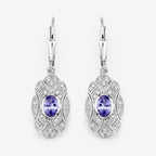 1.12 Carat Genuine Tanzanite and White Topaz .925 Sterling Silver Earrings