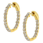 10K Yellow Gold-Plated Sterling Silver Diamond Hoop Earrings (2 cttw, K-L Color, I2-I3 Clarity)