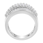 14K White Gold Round and Baguette Diamond Ring (1 1/2 Cttw, F-G Color, SI1-SI2 Clarity) - Size 6-3/4