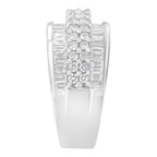 14K White Gold Round and Baguette Diamond Ring (1 1/2 Cttw, F-G Color, SI1-SI2 Clarity) - Size 6-3/4