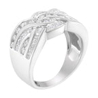10K White Gold Diamond Bypass Ring (1 Cttw, H-I Color, I1-I2 Clarity) - Size 6-3/4