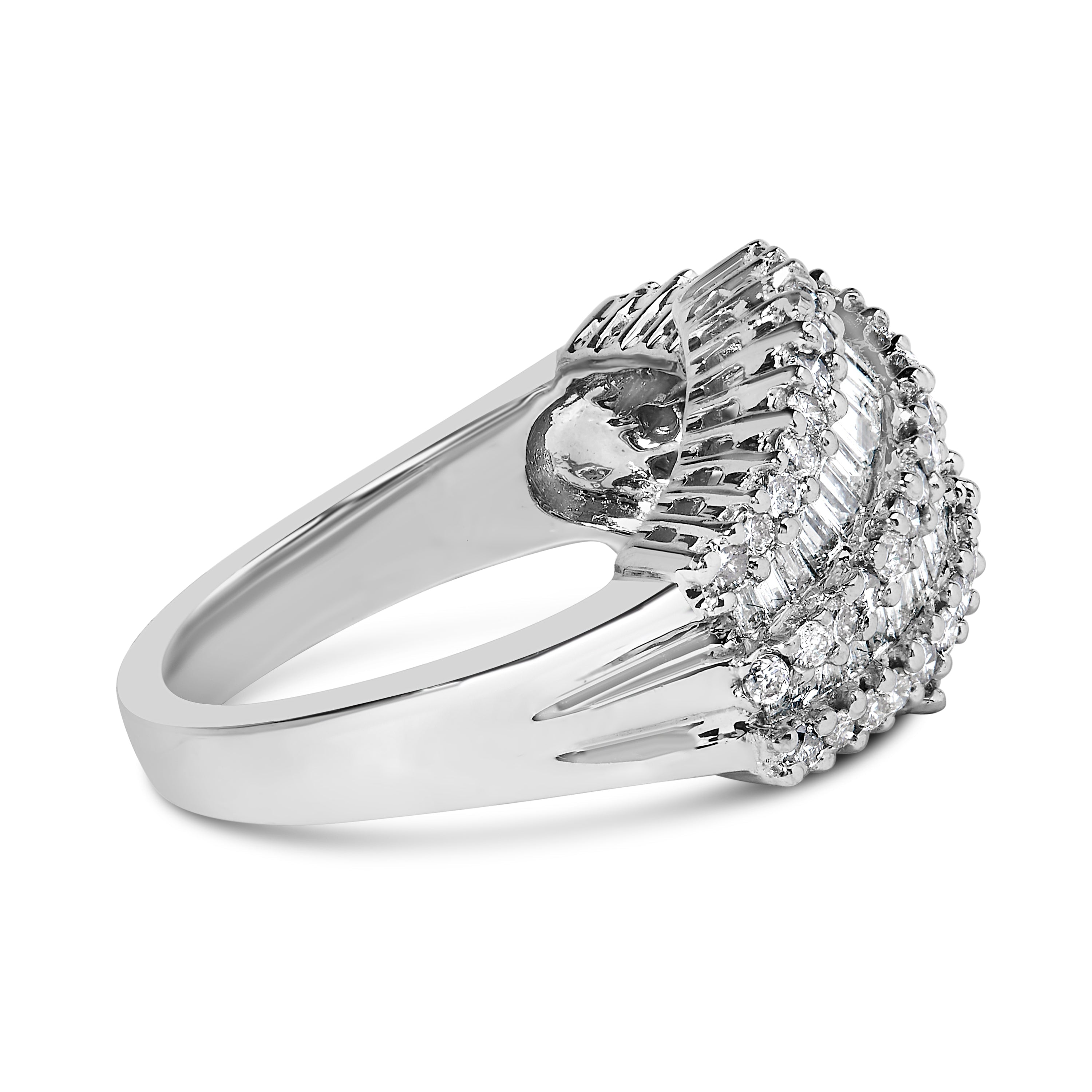14K White Gold Diamond Cocktail Ring Band (1 3/4 Cttw, H-I Color, SI2-I1 Clarity) - Size 6-1/2