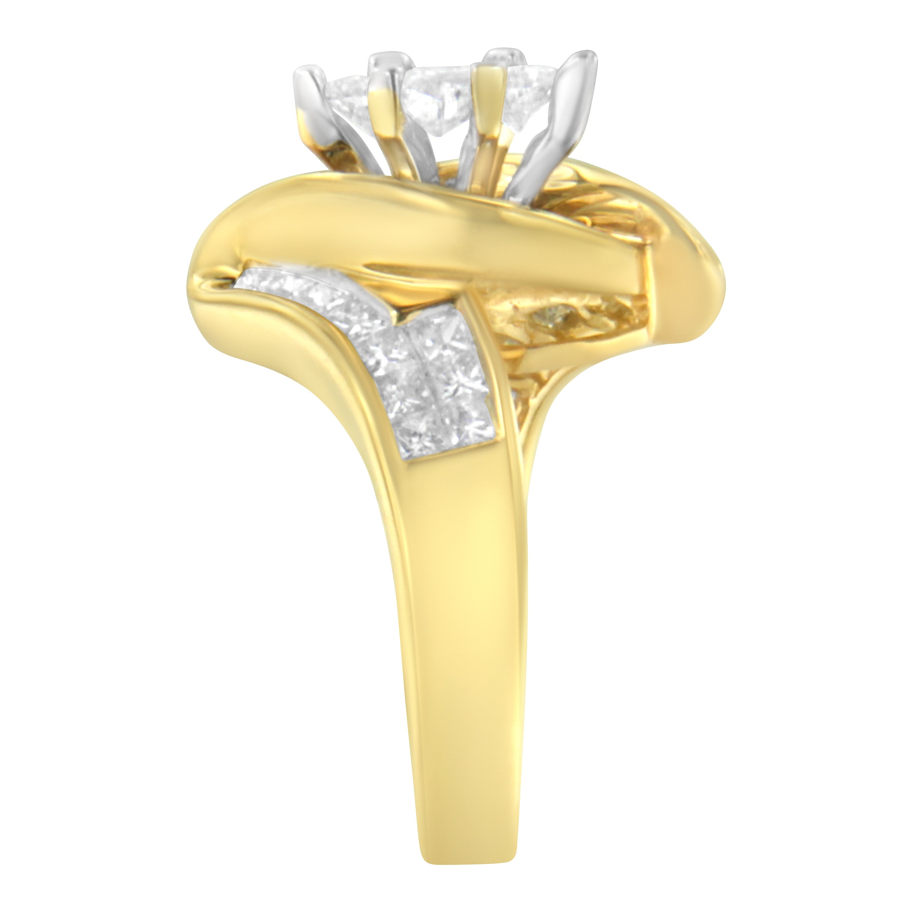 14K Yellow Gold Princess, Baguette, and Pie Cut Diamond Marquise Shaped Ring (1 1/4 Cttw, G-H Color, SI1-SI2 Clarity) - Size 5-1/2