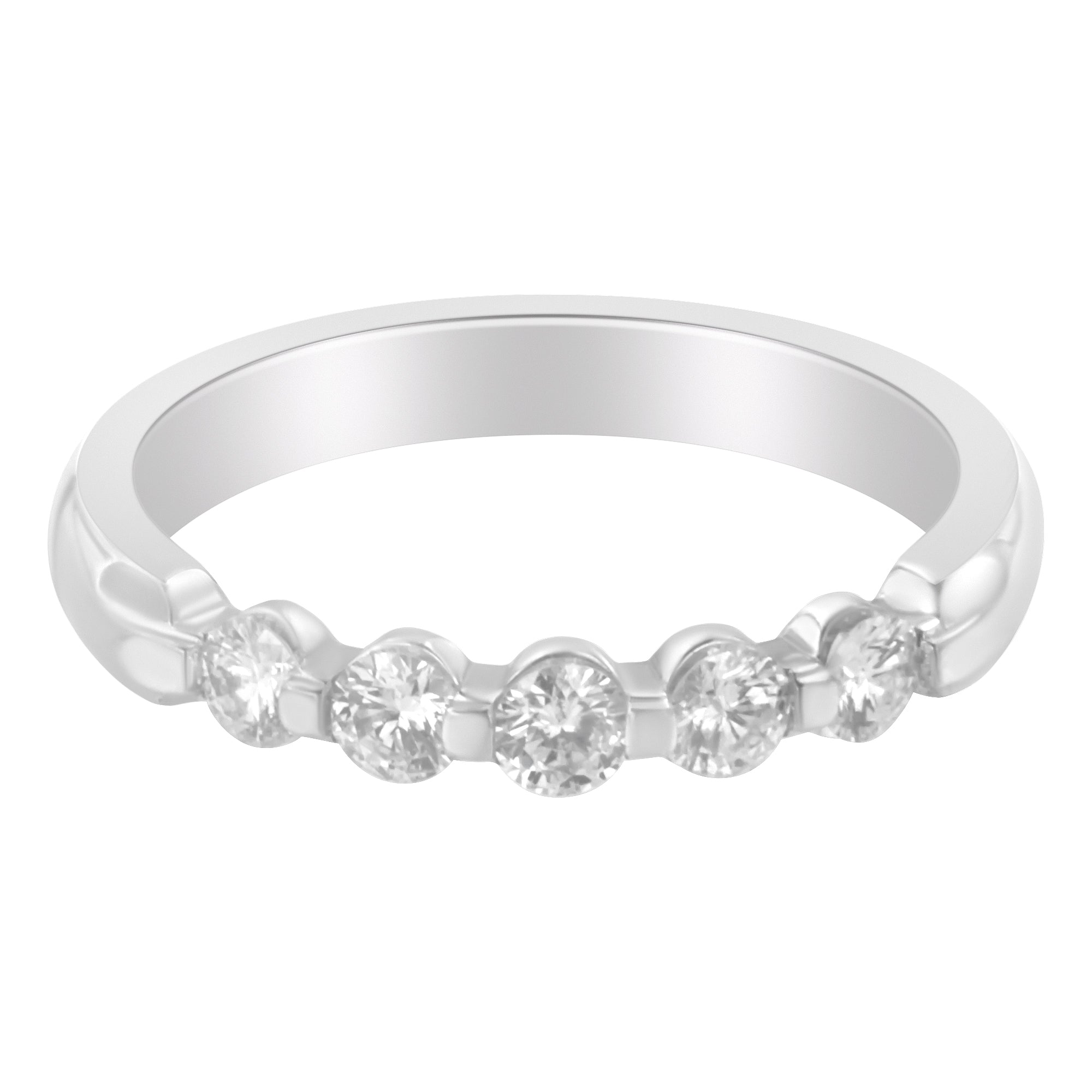 14K White Gold 1/2 cttw Diamond 5-Stone Band Ring (H-I Color, SI2-I1 Clarity) - Size 7