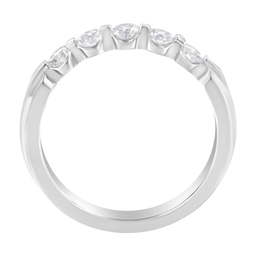 14K White Gold 1/2 cttw Diamond 5-Stone Band Ring (H-I Color, SI2-I1 Clarity) - Size 7
