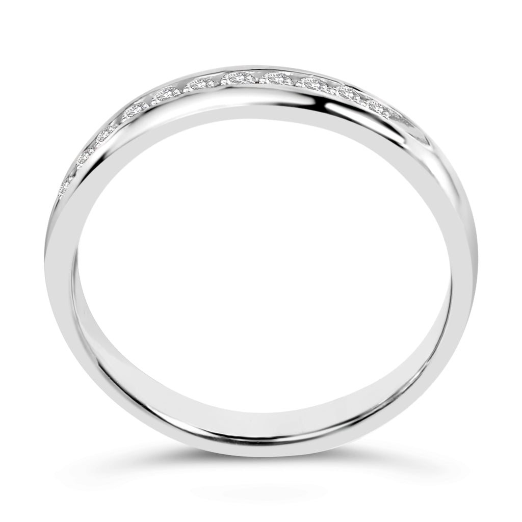 18K White Gold 1/4 Carat Total Weight Channel Set Brilliant Round-Cut Diamond Classic 11 Stone Wedding Band Ring (E-F Color, I1-I2 Clarity) - Size 5