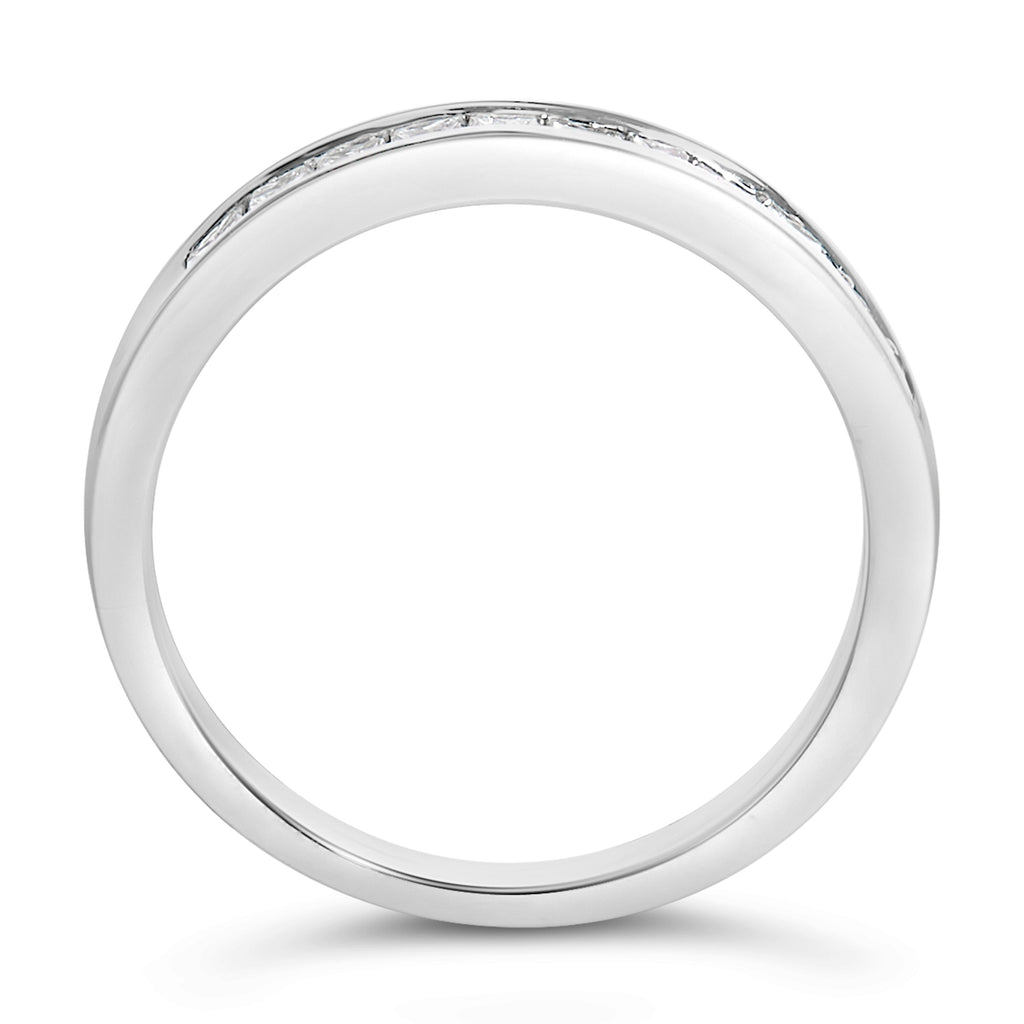 .925 Sterling Silver 1/2 Cttw Princess-Cut Diamond Channel-Set Half-Eternity Wedding or Anniversary Band Ring (H-I Color, I2 Clarity) - Size 6