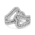 14K White Gold 1 1/2 Carat Total Weight Diamond Open Double Heart Bypass Ring Band (H-I Color, VS1-VS2 Clarity) - Ring Size 7