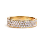 14K Yellow Gold Pave Set 3/4 cttw Multi Row Diamond Band Ring  (H-I Color, SI2-I1 Clarity) - Size 7