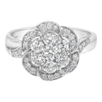 14K White Gold Floral Cluster Diamond Ring (1.0 Cttw, H-I Color, SI2-I1 Clarity) - Size 6