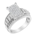 14K White Gold 2.0 Cttw Mixed-Cut Diamond Rectangle Invisible-Set Composite Cluster Ring with Bar- and Channel-Set Band (H-I Color, SI2-I1 Clarity) - Size 5