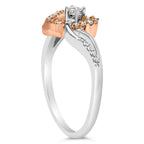 10K Rose Gold over .925 Sterling Silver â…• Cttw Diamond Split Shank Open Heart Cocktail Ring (I-J Color, I2-I3 Clarity)