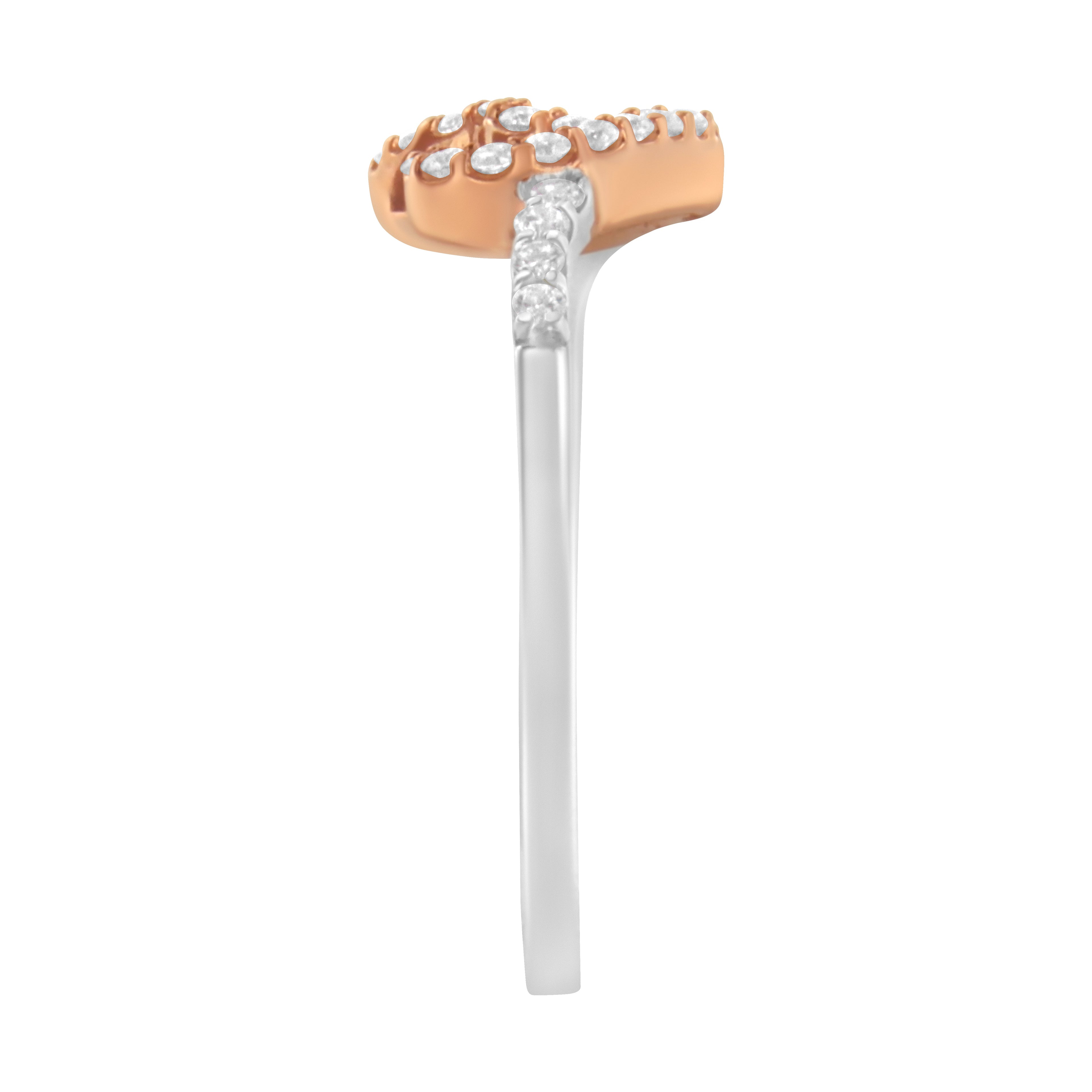 10K Two Toned Gold Diamond Heart Cocktail Ring (1/5 Cttw, H-I Color, I1-I2 Clarity) - Size 6-1/2