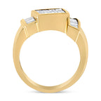 14K Yellow Gold 1 5/8 Carat Total Weight Invisible-Set Princess and Baguette Diamond Cocktail Band Ring